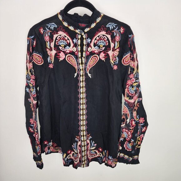 NWT Johnny Was Simone Blouse Embroidered Bohemian Size Small - Picture 7 of 15